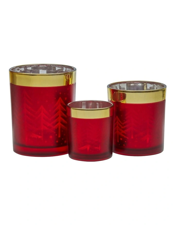 Christmas Candle Jar Set of 3 in Red/Gold image 1