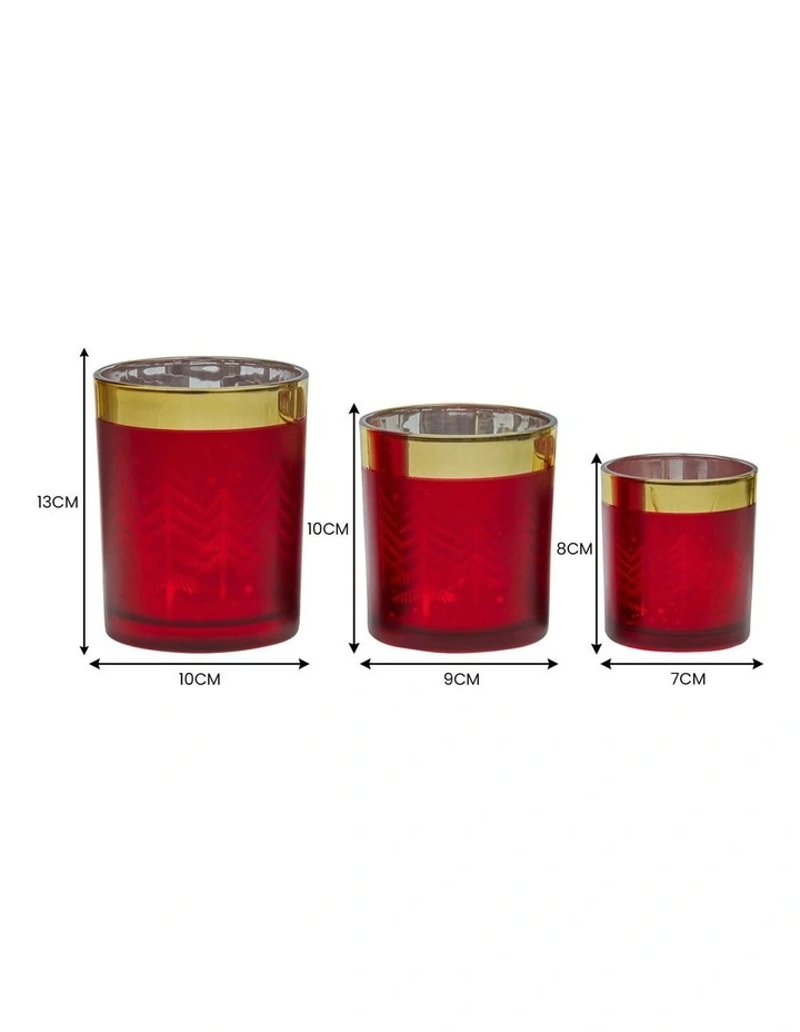 Christmas Candle Jar Set of 3 in Red/Gold image 2