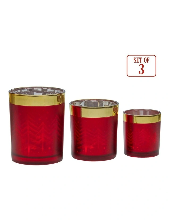 Christmas Candle Jar Set of 3 in Red/Gold image 4