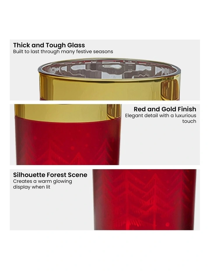 Christmas Candle Jar Set of 3 in Red/Gold image 5