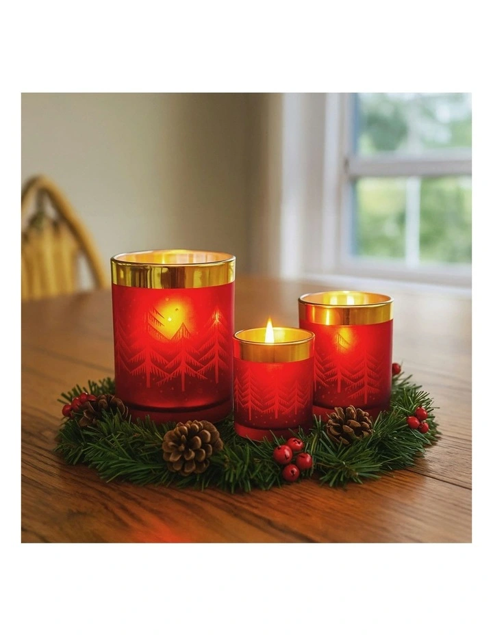 Christmas Candle Jar Set of 3 in Red/Gold image 6