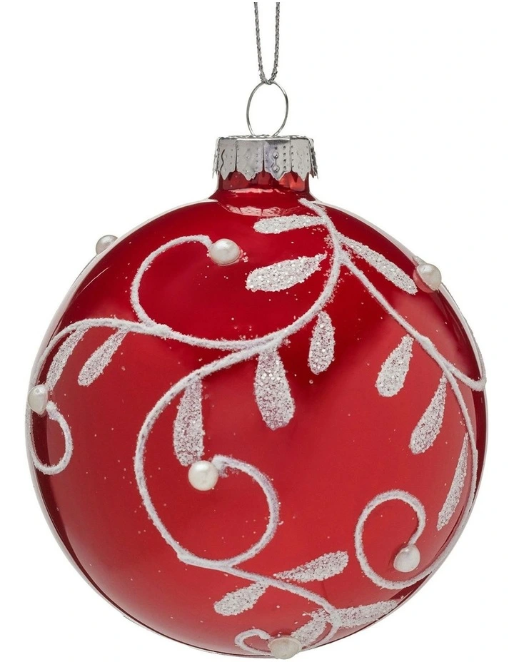 Christmas Bauble Tree Balls Glass 6 Picecs in Red image 2