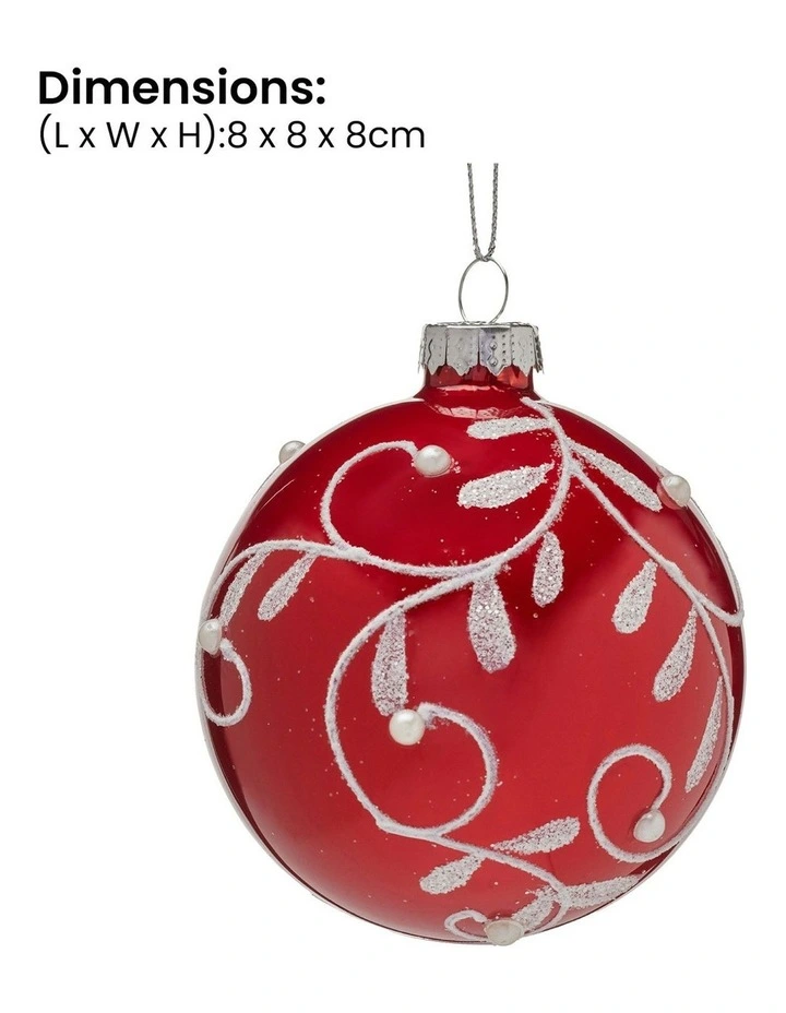 Christmas Bauble Tree Balls Glass 6 Picecs in Red image 3