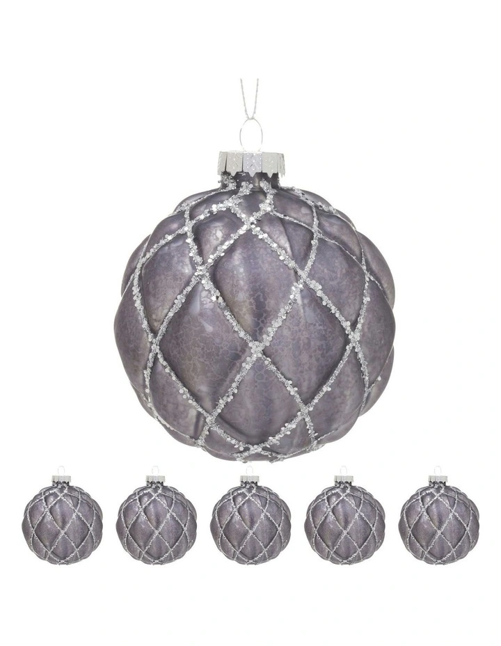 Christmas Bauble Tree Balls Glass 6 Picecs in Platinum image 1