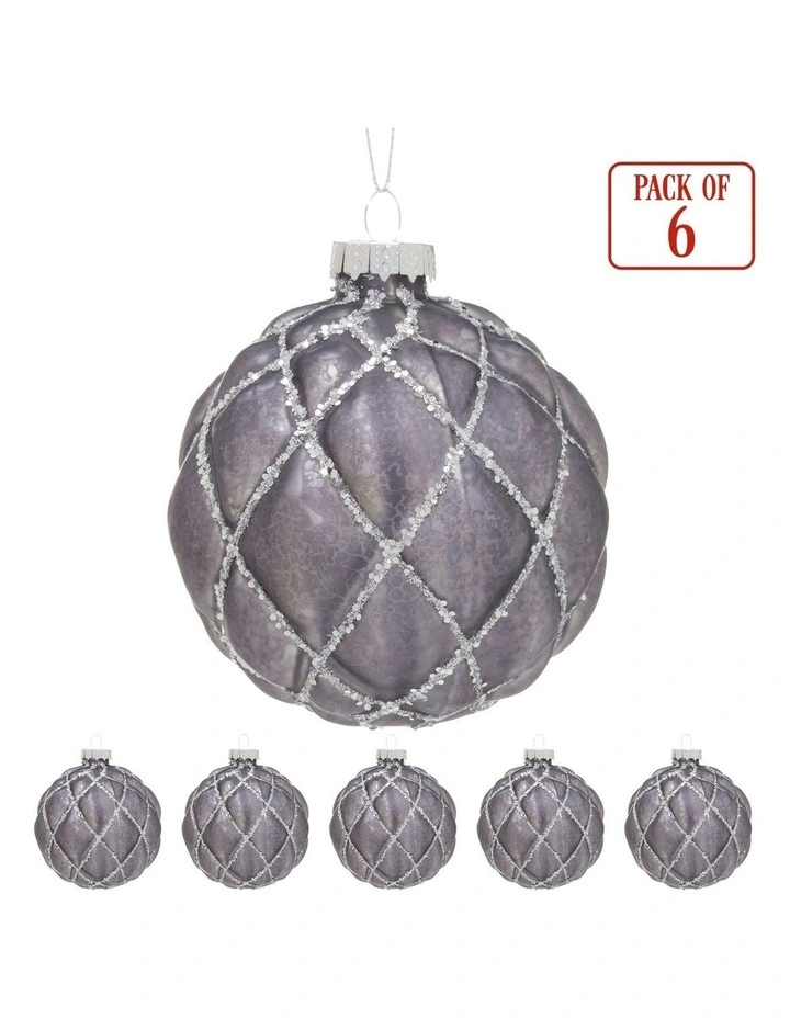 Christmas Bauble Tree Balls Glass 6 Picecs in Platinum image 2