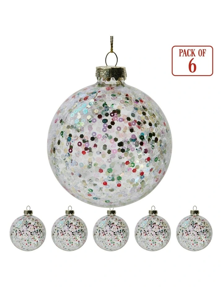 Christmas Bauble Tree Balls Glass 6 Picecs in Silver image 3