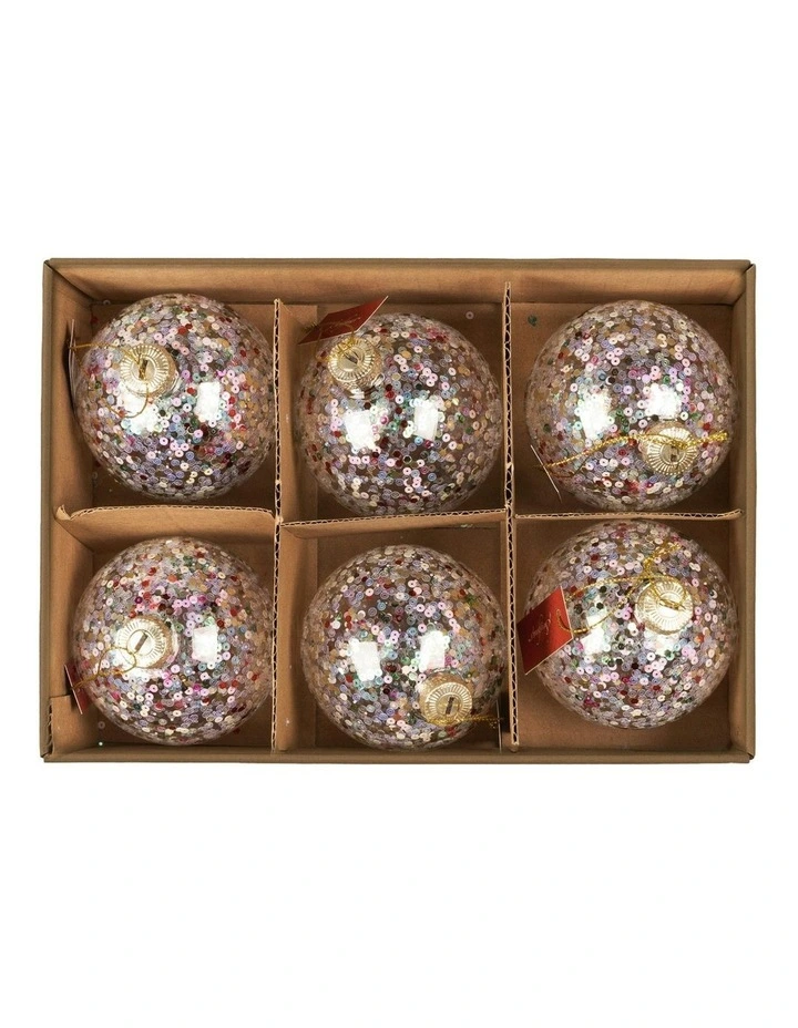 Christmas Bauble Tree Balls Glass 6 Picecs in Silver image 4