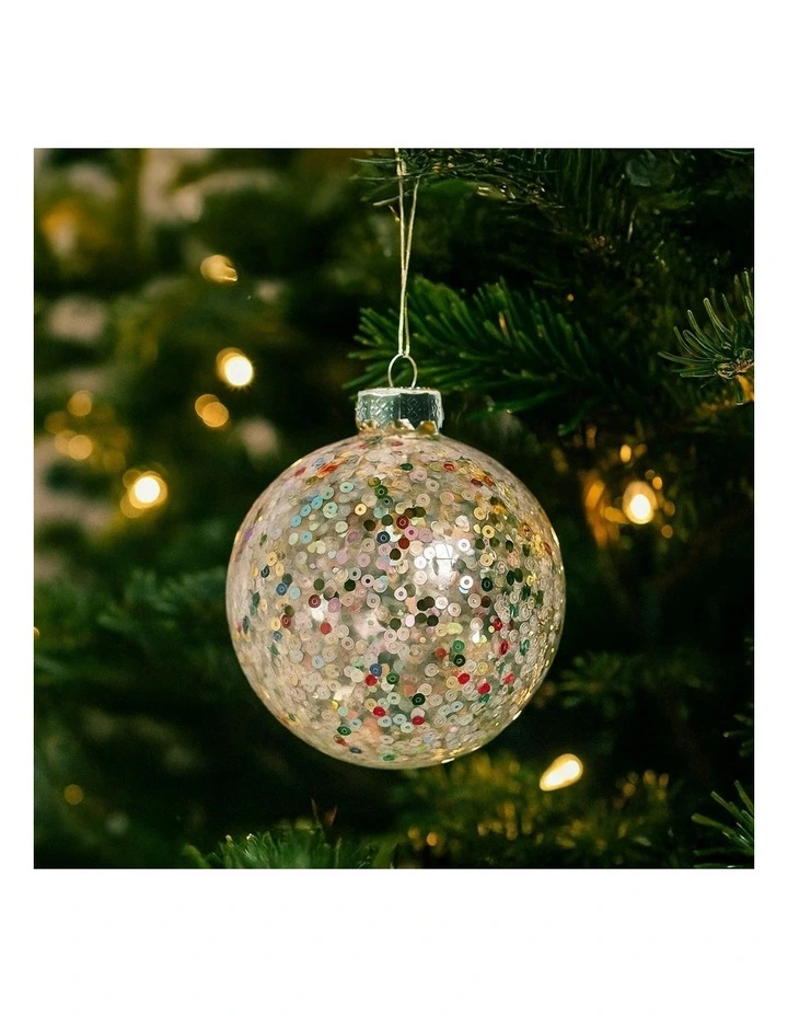 Christmas Bauble Tree Balls Glass 6 Picecs in Silver image 5