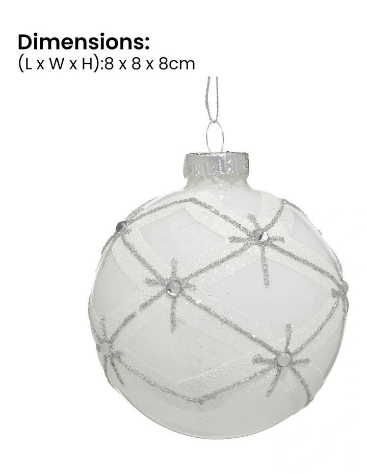Christmas Bauble Tree Balls Glass 6 Picecs in Matt White image 2