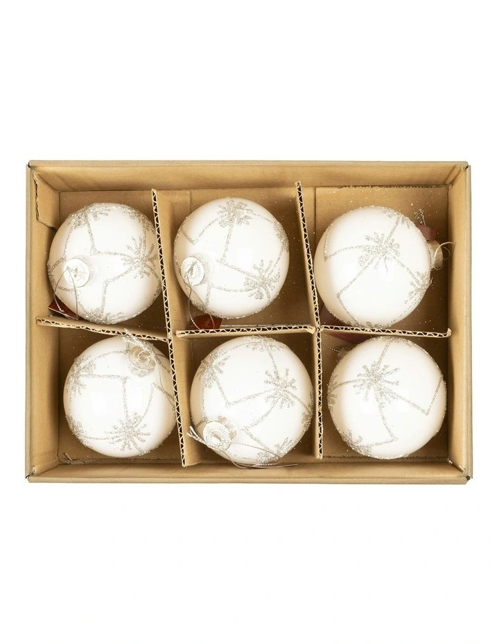 Christmas Bauble Tree Balls Glass 6 Picecs in Matt White image 4