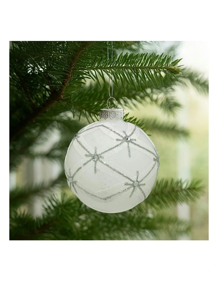 Christmas Bauble Tree Balls Glass 6 Picecs in Matt White image 5