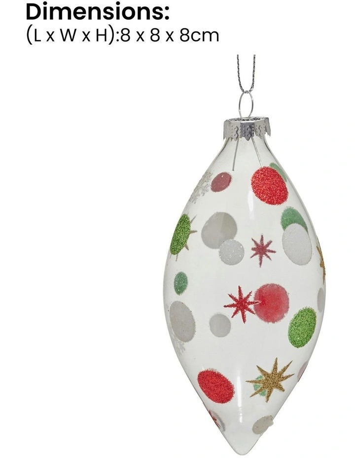 Christmas Bauble Tree Balls Glass 6 Picecs in Clear Teardrop image 2