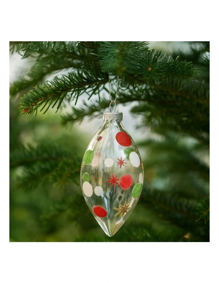 Christmas Bauble Tree Balls Glass 6 Picecs in Clear Teardrop image 5