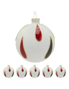 Christmas Bauble Tree Balls Glass 6 Pieces in Clear