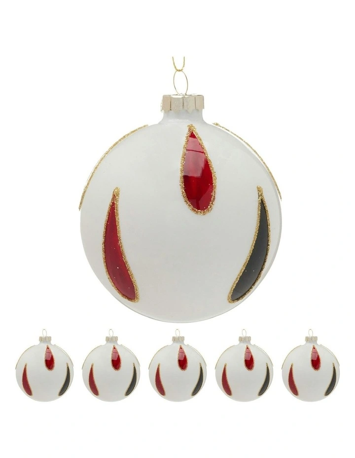 Christmas Bauble Tree Balls Glass 6 Pieces in Clear image 1