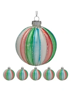 Christmas Bauble Tree Balls Glass 6 Pieces in Multi-Colour