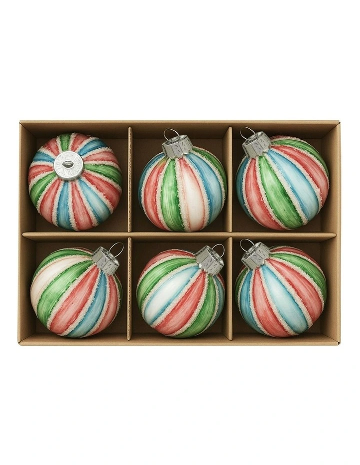 Christmas Bauble Tree Balls Glass 6 Pieces in Multi-Colour image 3
