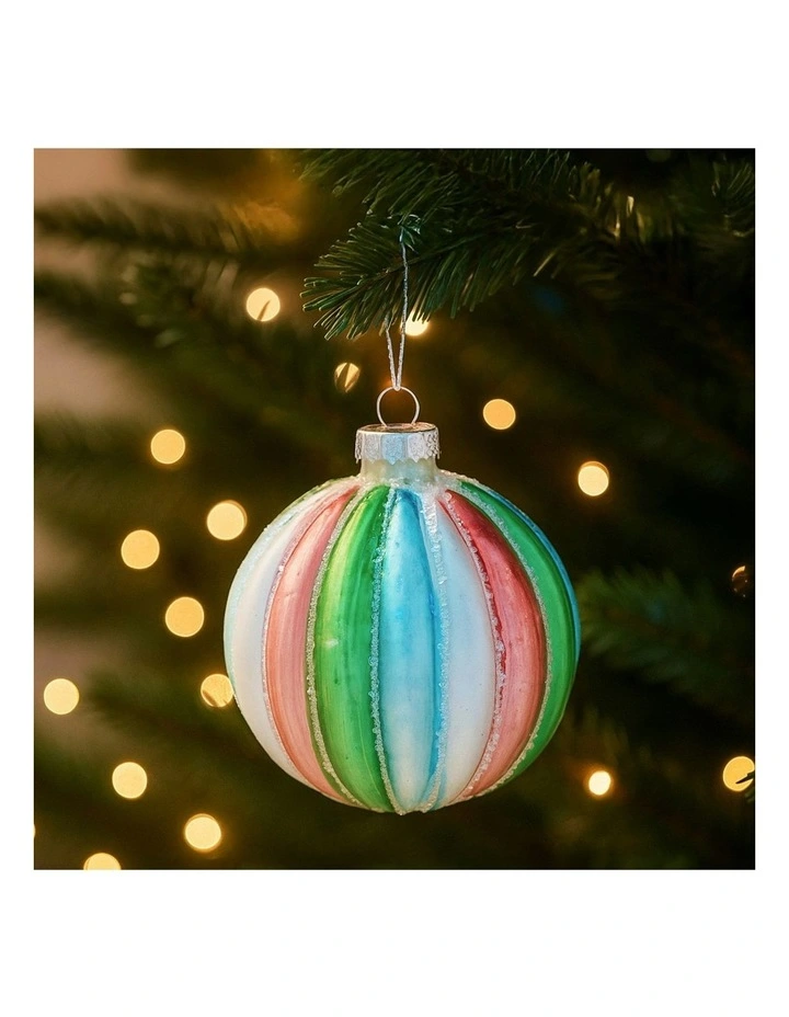 Christmas Bauble Tree Balls Glass 6 Pieces in Multi-Colour image 4