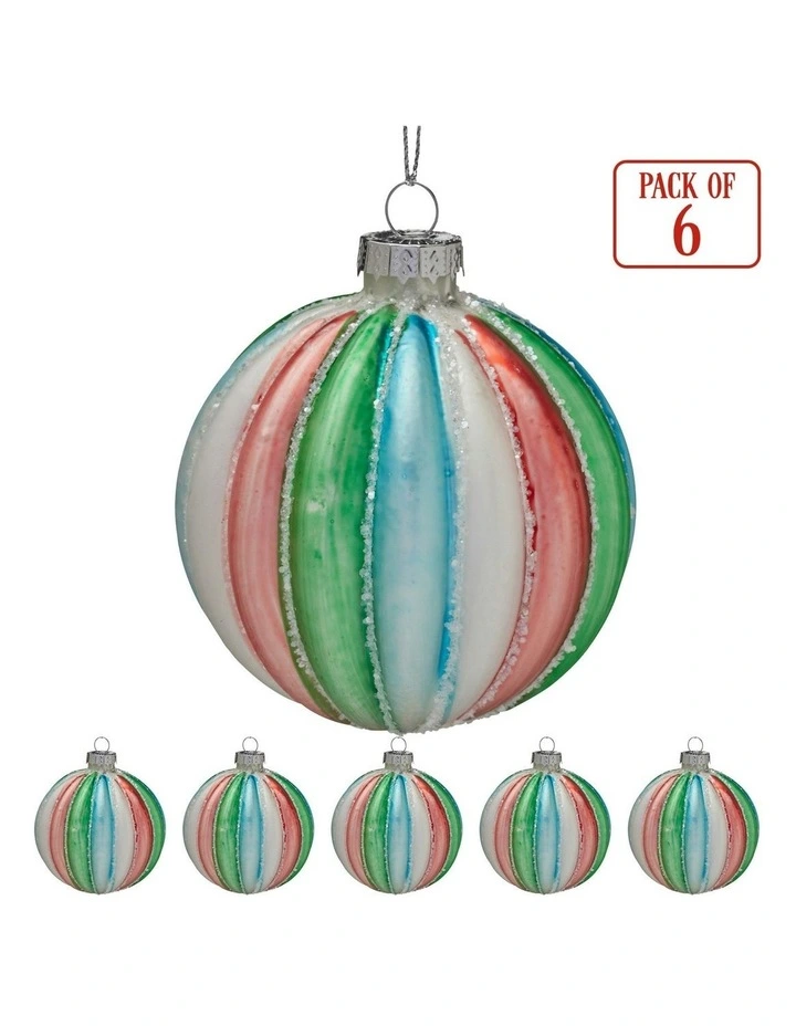 Christmas Bauble Tree Balls Glass 6 Pieces in Multi-Colour image 5