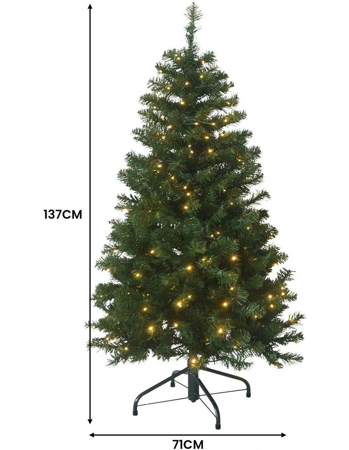 Pine Slimline Christmas Tree with LED Lights 137cm in Green image 2