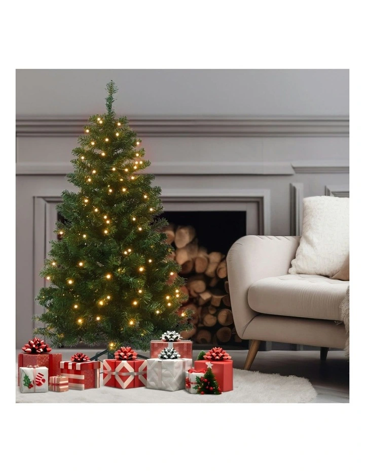 Pine Slimline Christmas Tree with LED Lights 137cm in Green image 4