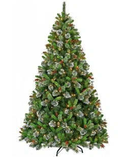 Christmas Tree with Twinkle Lights Wintry Pine 9ft in Green