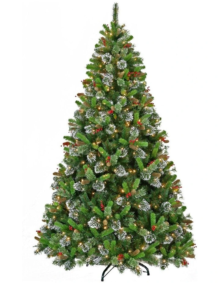 Christmas Tree with Twinkle Lights Wintry Pine 9ft in Green image 1