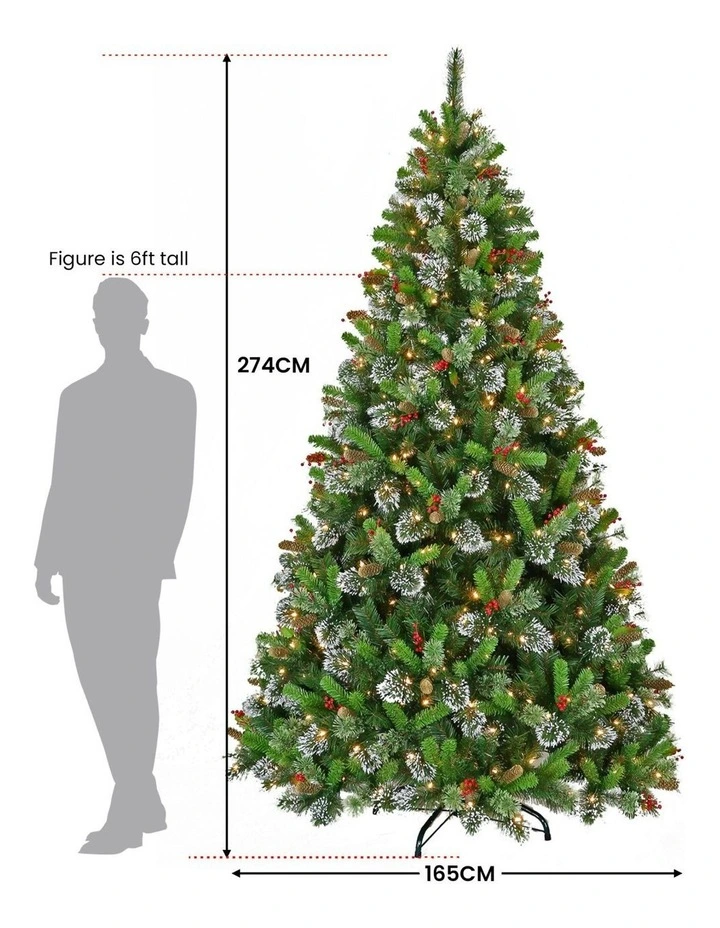 Christmas Tree with Twinkle Lights Wintry Pine 9ft in Green image 3