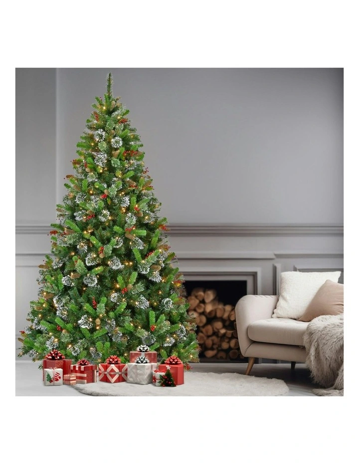 Christmas Tree with Twinkle Lights Wintry Pine 9ft in Green image 5