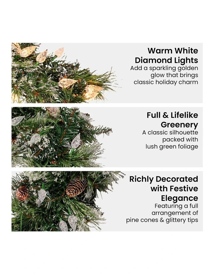 Christmas Garland with LED Lights Glittery Snow Bristle Tree Decoration Ornament 2.7m in Green image 4