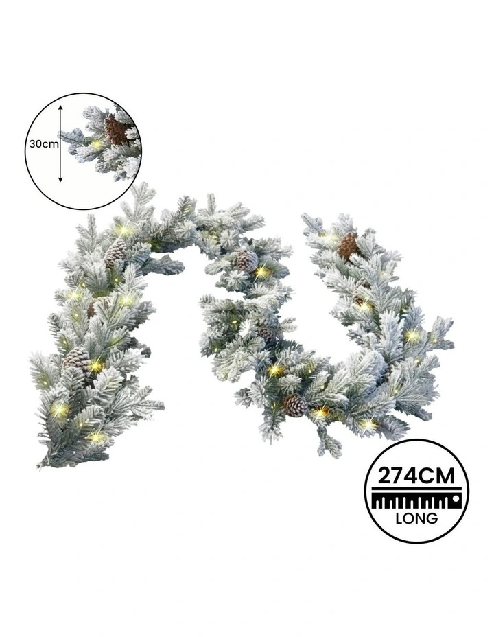 Snowy With Lights Dorchester Christmas Garland 2.7m image 2