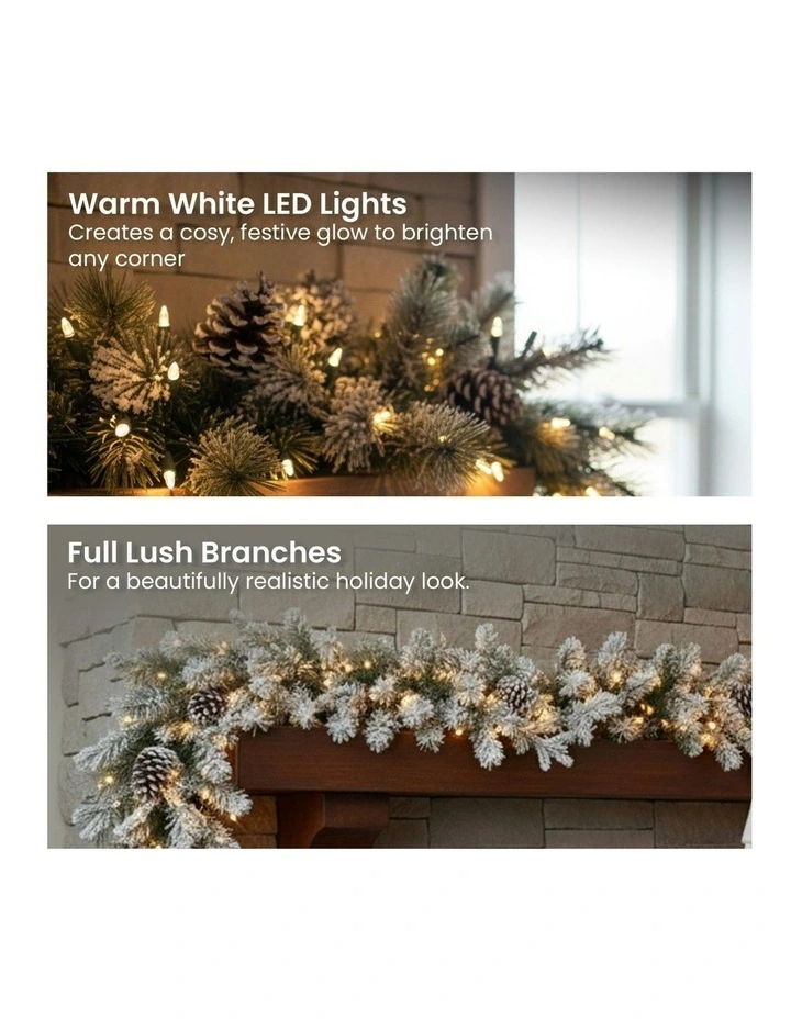 Snowy With Lights Dorchester Christmas Garland 2.7m image 3