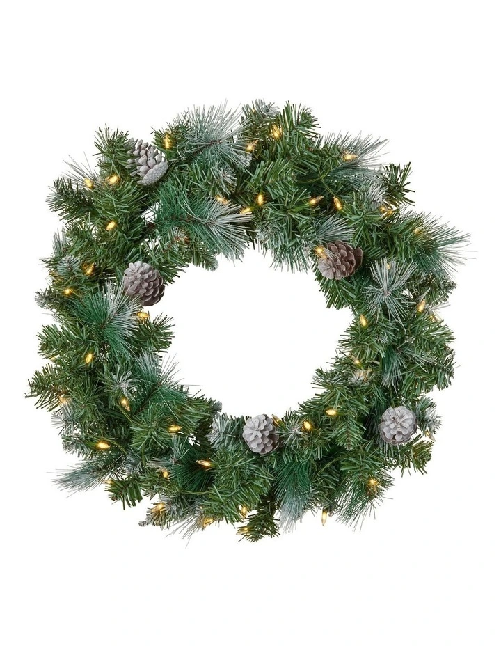 Bayville Pine with LED Christmas Wreath 61cm image 1