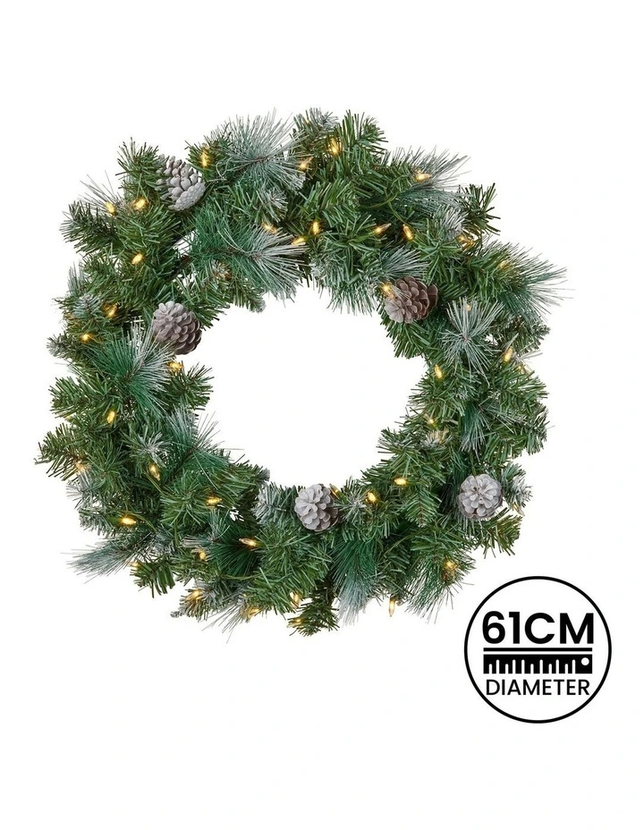 Bayville Pine with LED Christmas Wreath 61cm image 3
