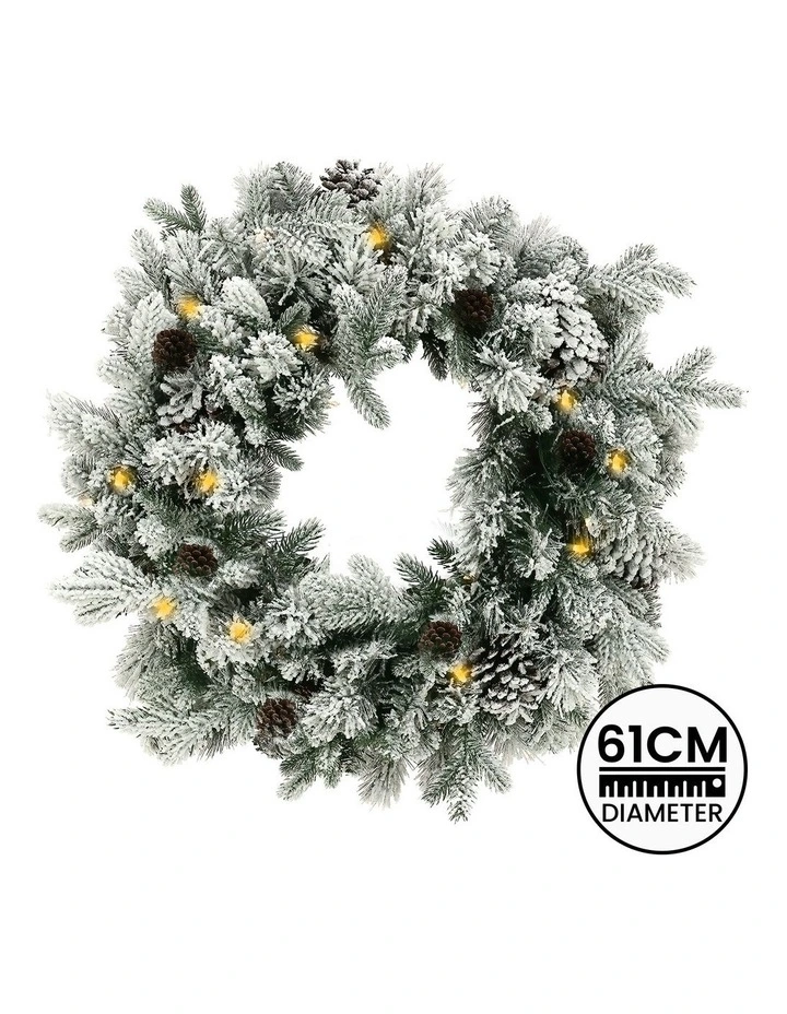 Snowy with LED Lights Dorchester Pine Christmas Wreath 61cm image 3