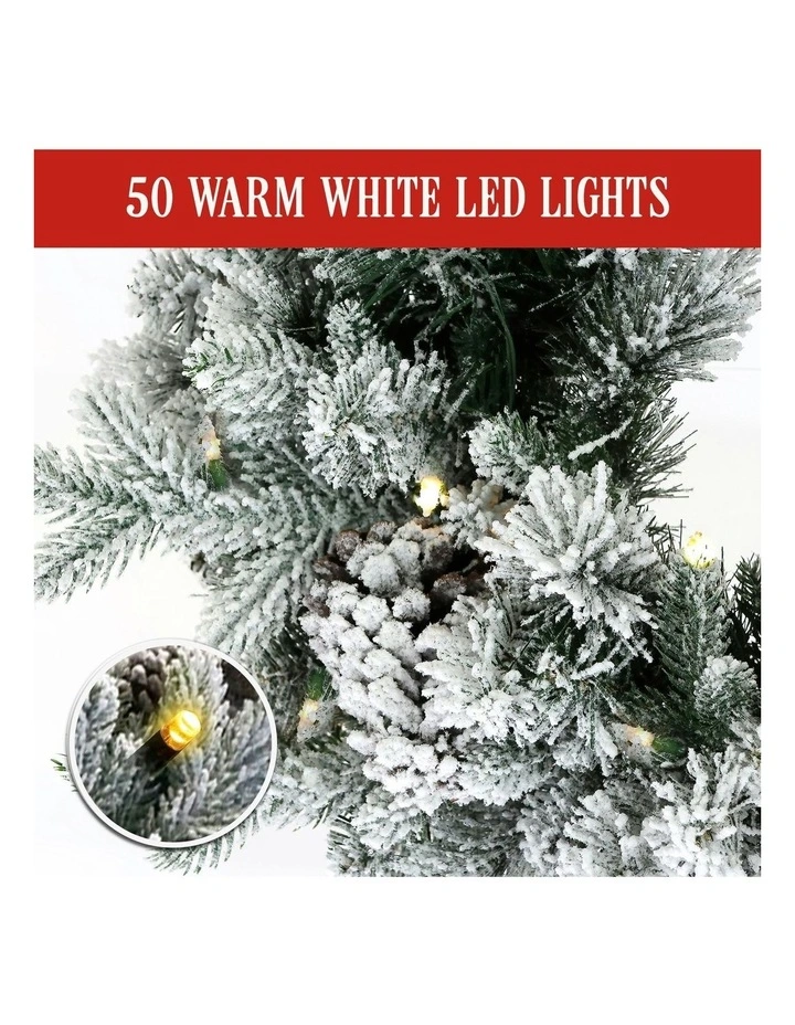 Snowy with LED Lights Dorchester Pine Christmas Wreath 61cm image 4