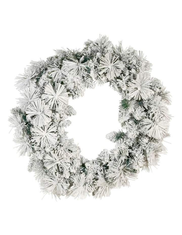Snowy Dorset Pine with Multi-Function LED Christmas Wreath 61cm image 3