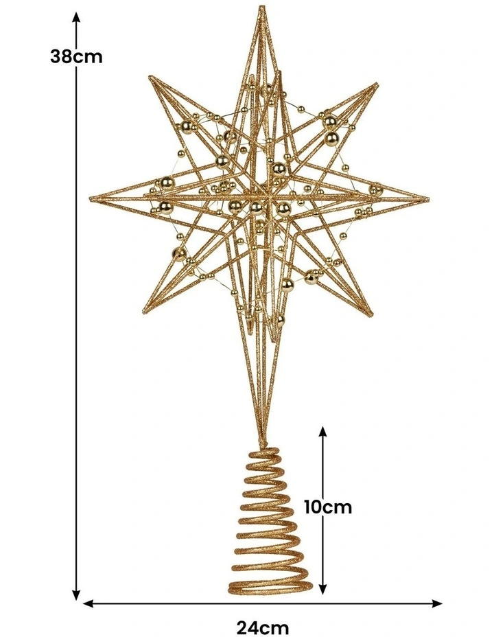 Christabelle Baubles Christmas Tree Topper Festive Glitter Finish Xmas Ornament main image 0