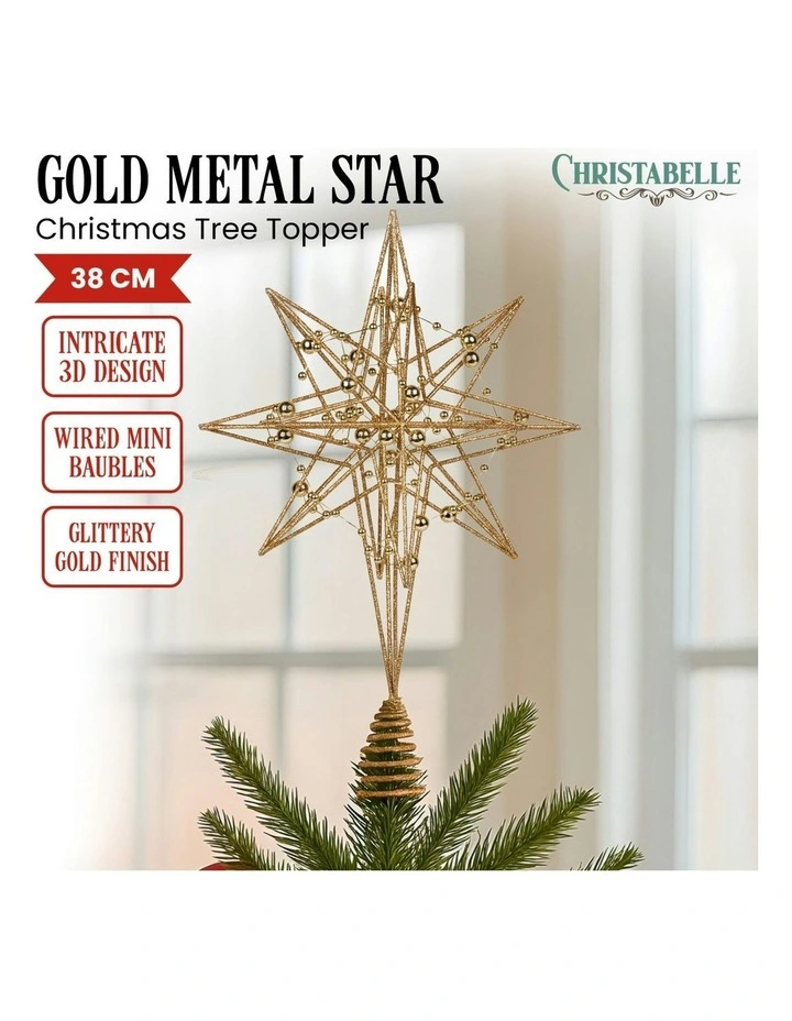 Christabelle Baubles Christmas Tree Topper Festive Glitter Finish Xmas Ornament main image 1