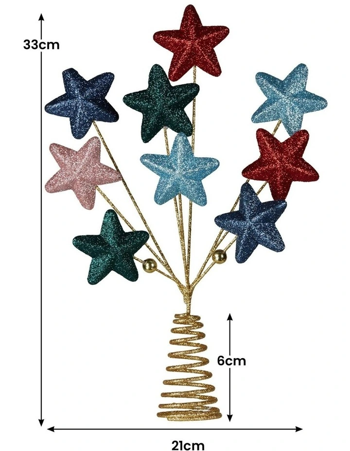 Colourful 9-Star Christmas Tree Topper in Multi image 2
