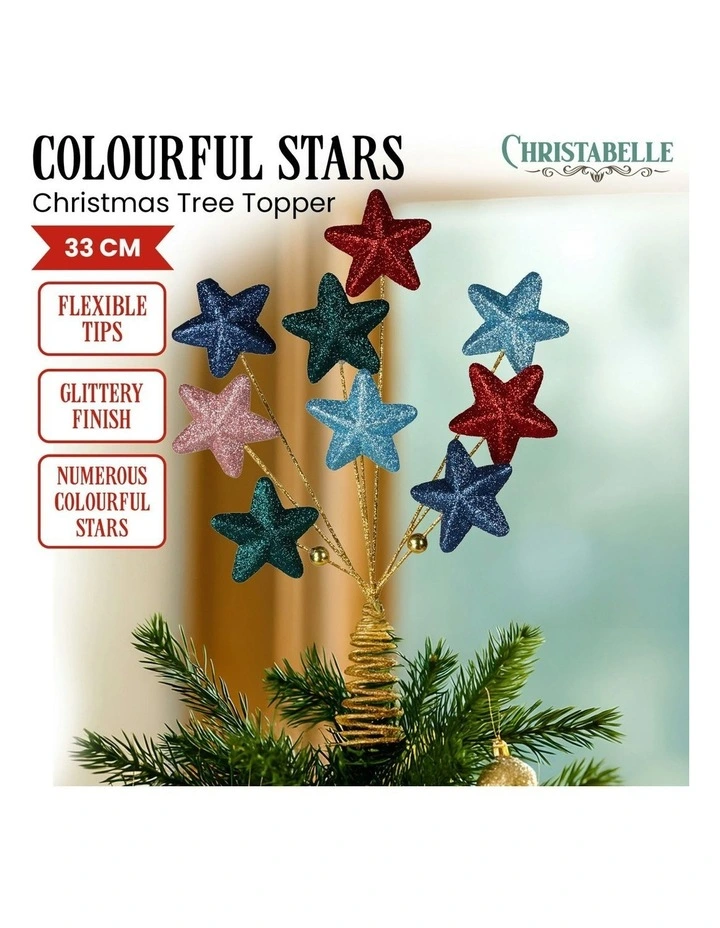 Colourful 9-Star Christmas Tree Topper in Multi image 3