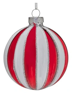 Stripe Pattern Glass Baubles 6 Pack in Multi