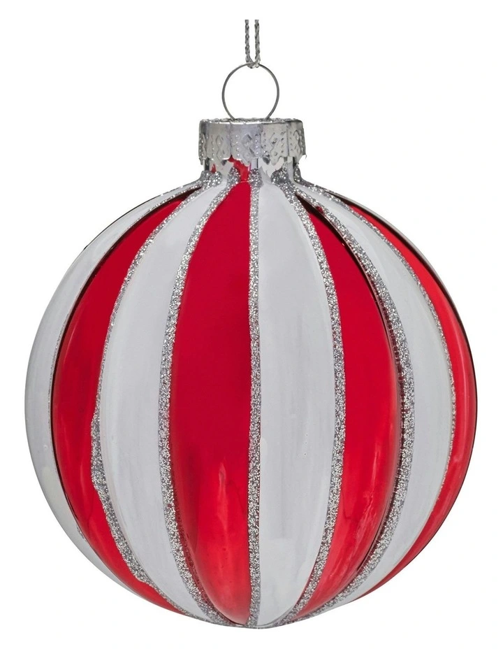 Stripe Pattern Glass Baubles 6 Pack in Multi image 1