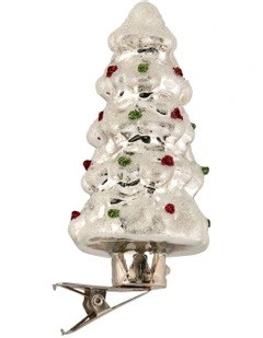 Glass Tree Ornaments Box of 6 in Silver