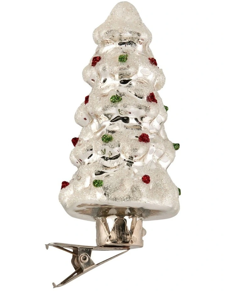Glass Tree Ornaments Box of 6 in Silver image 1
