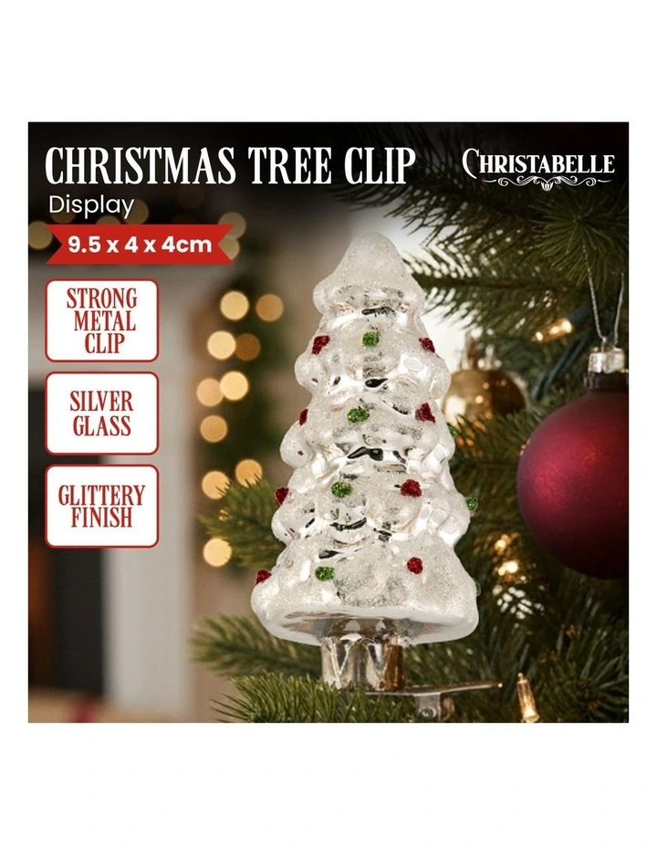 Glass Tree Ornaments Box of 6 in Silver image 5