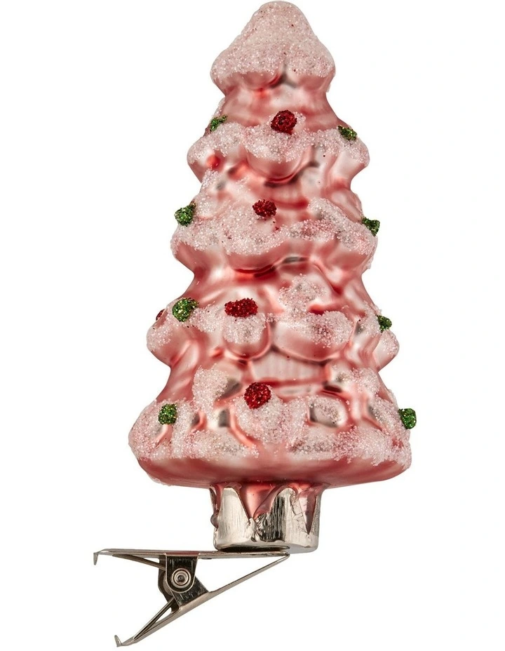 Glass Tree Ornaments Box of 6 in Pink image 1