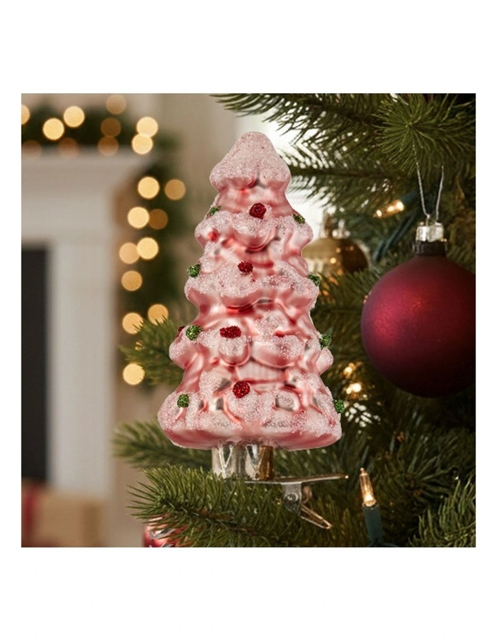 Glass Tree Ornaments Box of 6 in Pink image 4