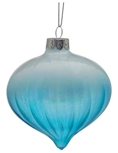 Spiral Stripes Glass Onion Baubles 6 Pack in Teal