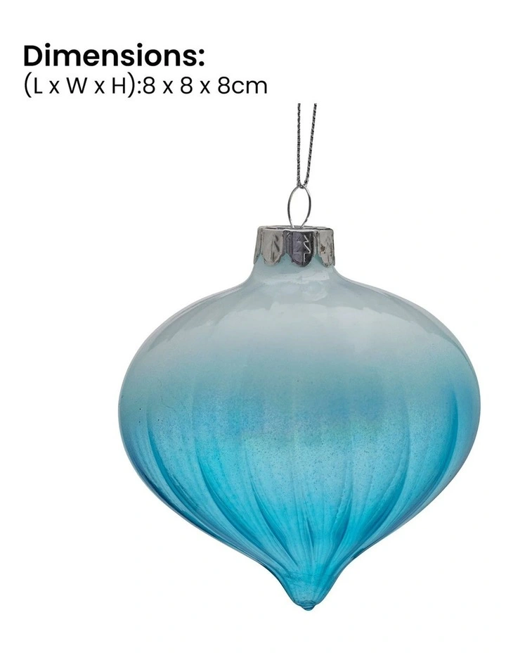 Spiral Stripes Glass Onion Baubles 6 Pack in Teal image 2